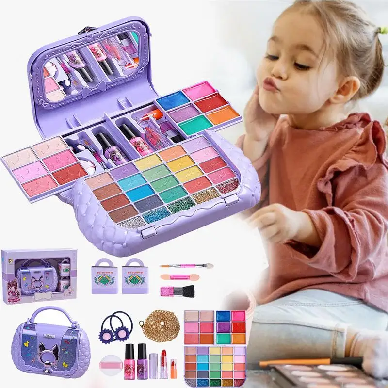 Kids Makeup Set Washable Makeup Set Princess Pretend Play Cosmetic Set Toys Safe Cosmetic Kit For Girls Over 3 Years Old