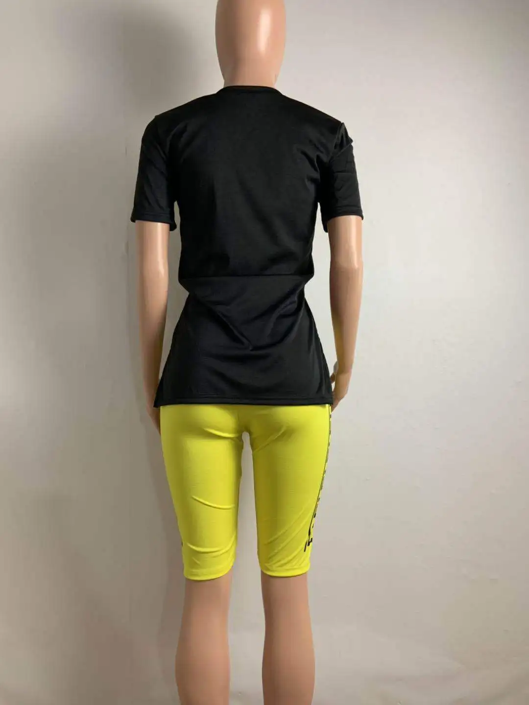 Plus Size Sets Letter Print Sportwear Shorts Sets O Neck Short Sleeve T Shirt Shorts Tracksuit Biker 2 Piece Sets Women F Print