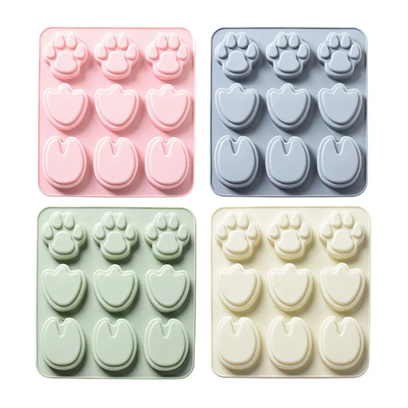 9 Holes Foot-shaped Silicone Cake Baking Mold Handmade Soap Chocolate Fudge  Bear Paw and Duck  DIY  Pastry