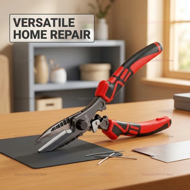 Tijeras Multifuncionales para Electricistas con Función de Crimpado, Corte y Llave Inglesa, Tijeras Resistentes para Láminas Metálicas y Cables