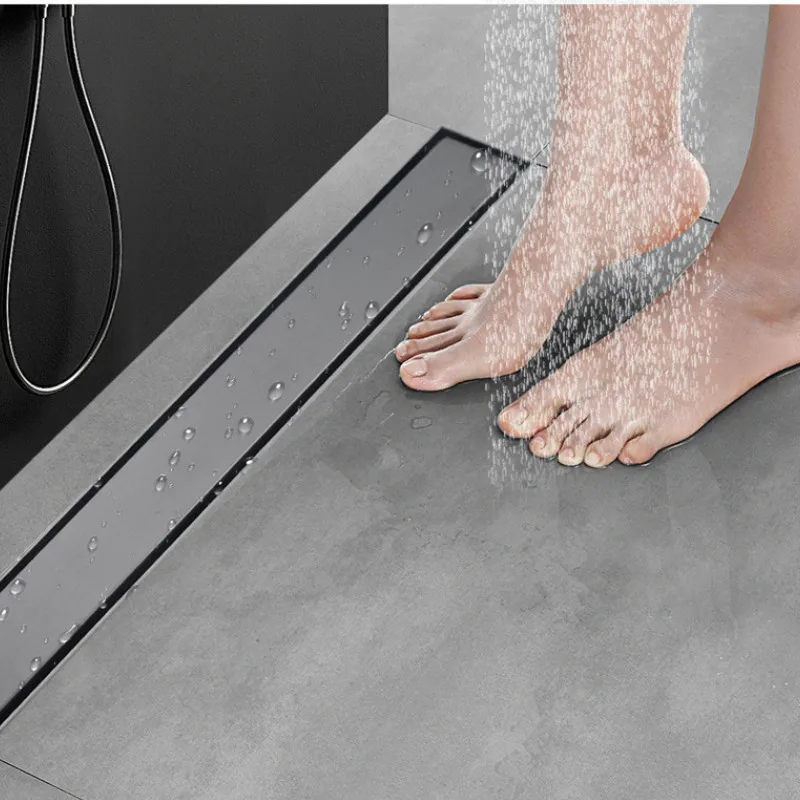 

Супер толстый трап для пола 304 SUS, скрытый трап для пола, длинный линейный дренажный слив для отеля, ванной комнаты, кухни, пола, черный