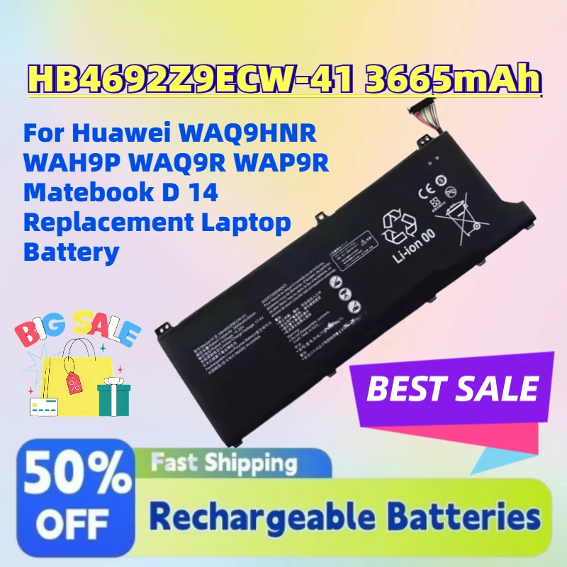 

In Stock HB4692Z9ECW-41 3665mAh 15.28V Battery for Huawei WAQ9HNR WAH9P WAQ9R WAP9R Matebook D 14 Replacement Laptop Battery