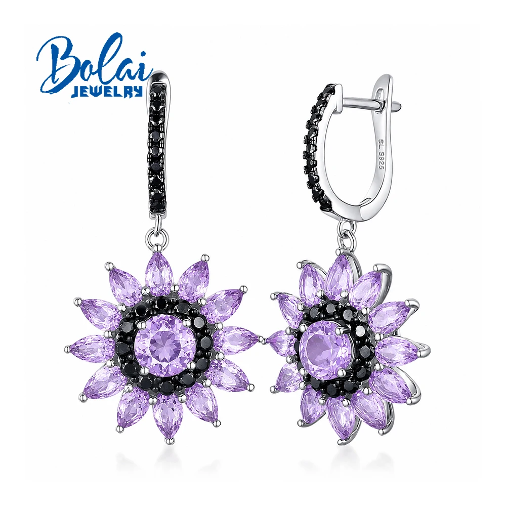 Gorgeous 925 Sterling Silver Clasp Earrings Natural Brazil Amethyst Gemstones Fine Jewelry For Women'S Proposal Banquet Gifts