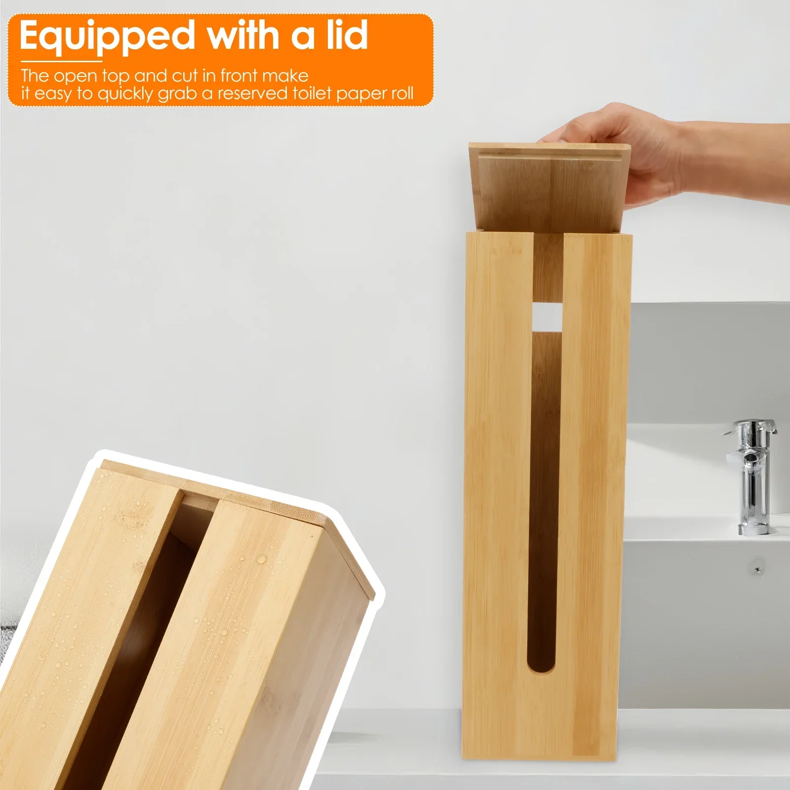 Bathroom Tissue Rack Wooden Toilet Paper Towel Box Storage with Lid Waterproof Paper Dispenser Accessories view 4
