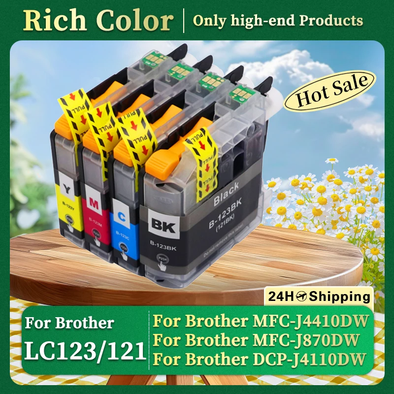 Cartucho de tinta Compatible LC123 LC121 LC123 XL para impresora Brother MFC-J4410DW J4510DW J870DW DCP J4110DW J132W J152W J552DW