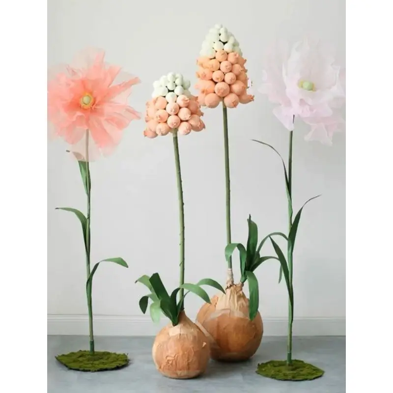 Artificial large-scale floor-standing floral arrangement hyacinth display for window dressing - high-value aesthetic