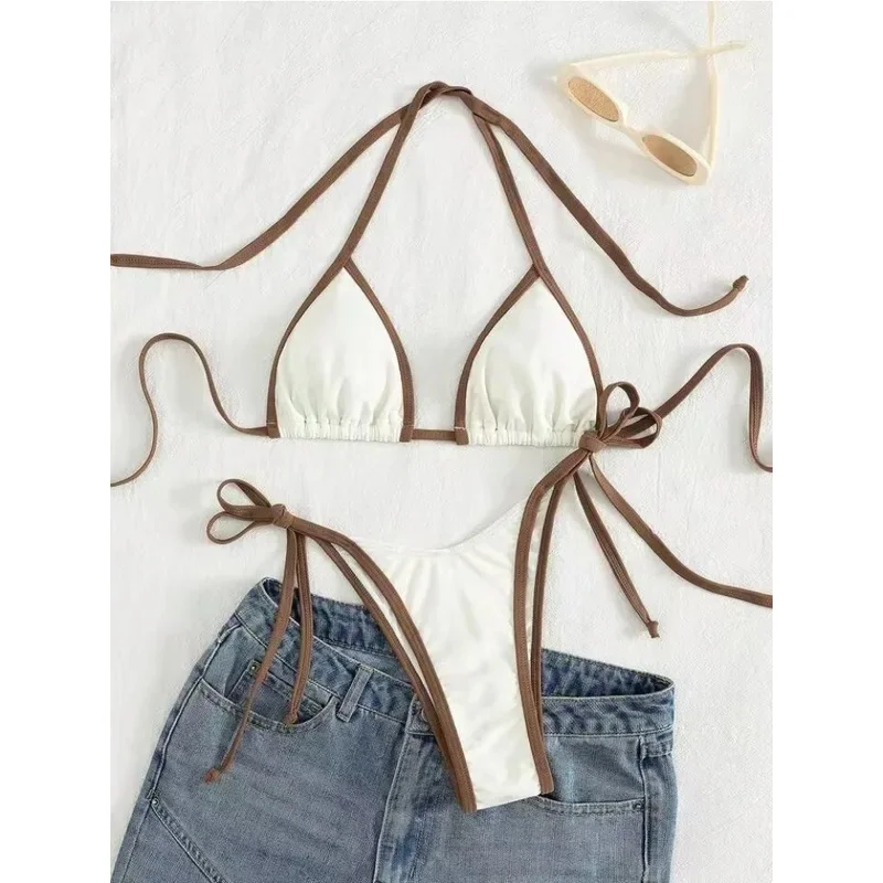 2026 Sexy Contrast Color Separates Micro Bikini Women's Swimsuit Female Swimwear Mini Thong Bikinis Set Two-piece Bathing Suit