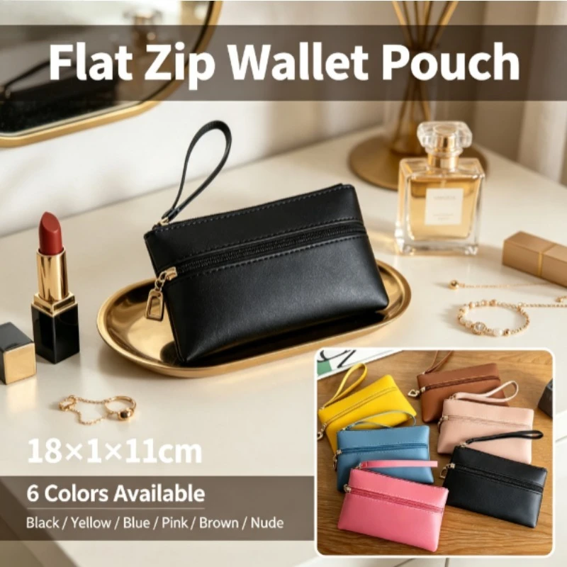 2026 New Ladies Bag Dual‑Zipper Wristlet Purse, Versatile Small Coin Purse Key Pouch Mini Handheld Wallet for Women