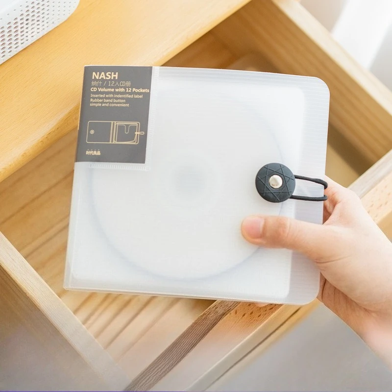 Minimally Designed DVD Disc Box, Home CD Bag Storage Book, 12 Entry CD Plastic Storage Box, Car Portable Game Disc Storage Bag