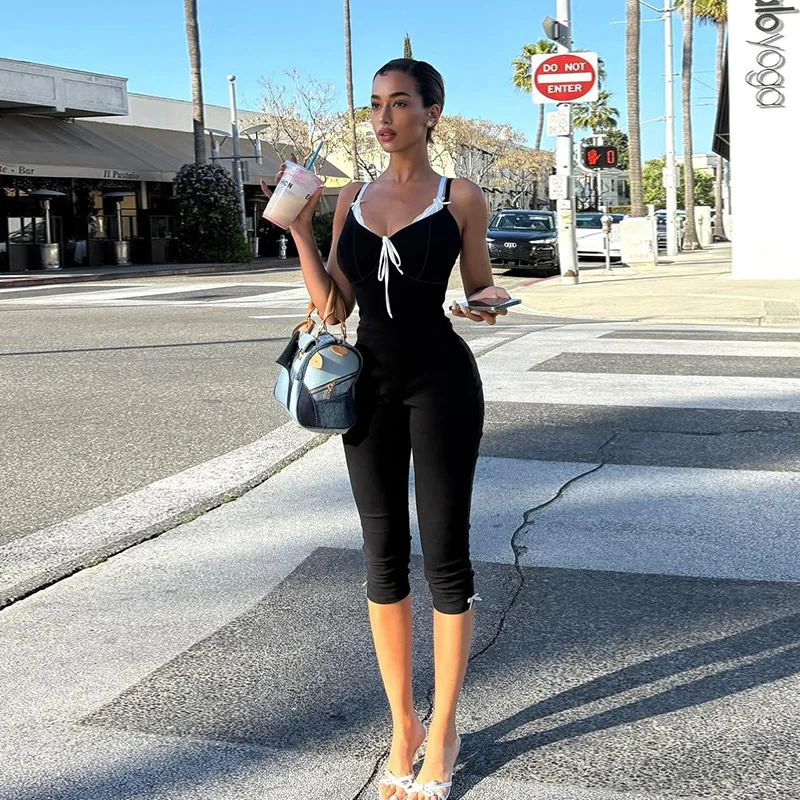 

Sporty Soild Halter Playsuit Women Casual Low-Neck Backless Jumpsuit Skinny Rompers Summer Jumpsuit Streetwear Overalls