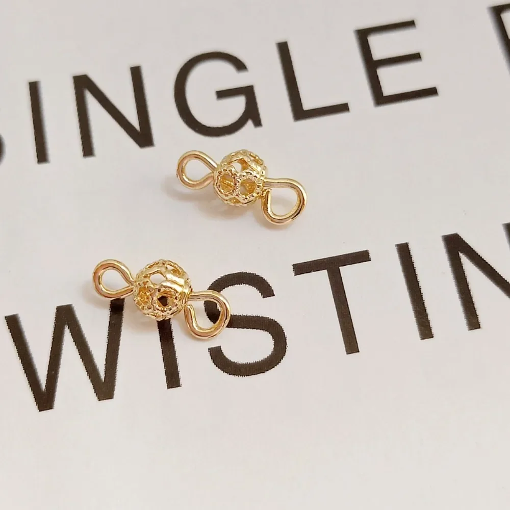 

14k Gold-plated Double Pendant Rings Hollowed-out Flower Beads Connecting Beads Spacer Beads Strumming Diy Jewelry. Material 4mm