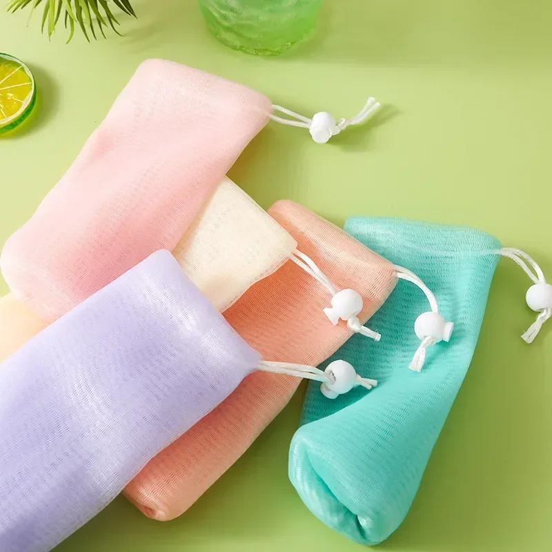 2Pcs/lot Thick Soap Foaming Mesh Facial Cleanser Net Body Wash Soap Mesh Bag SPA Washing Bathing Net Portable Travel Supplies