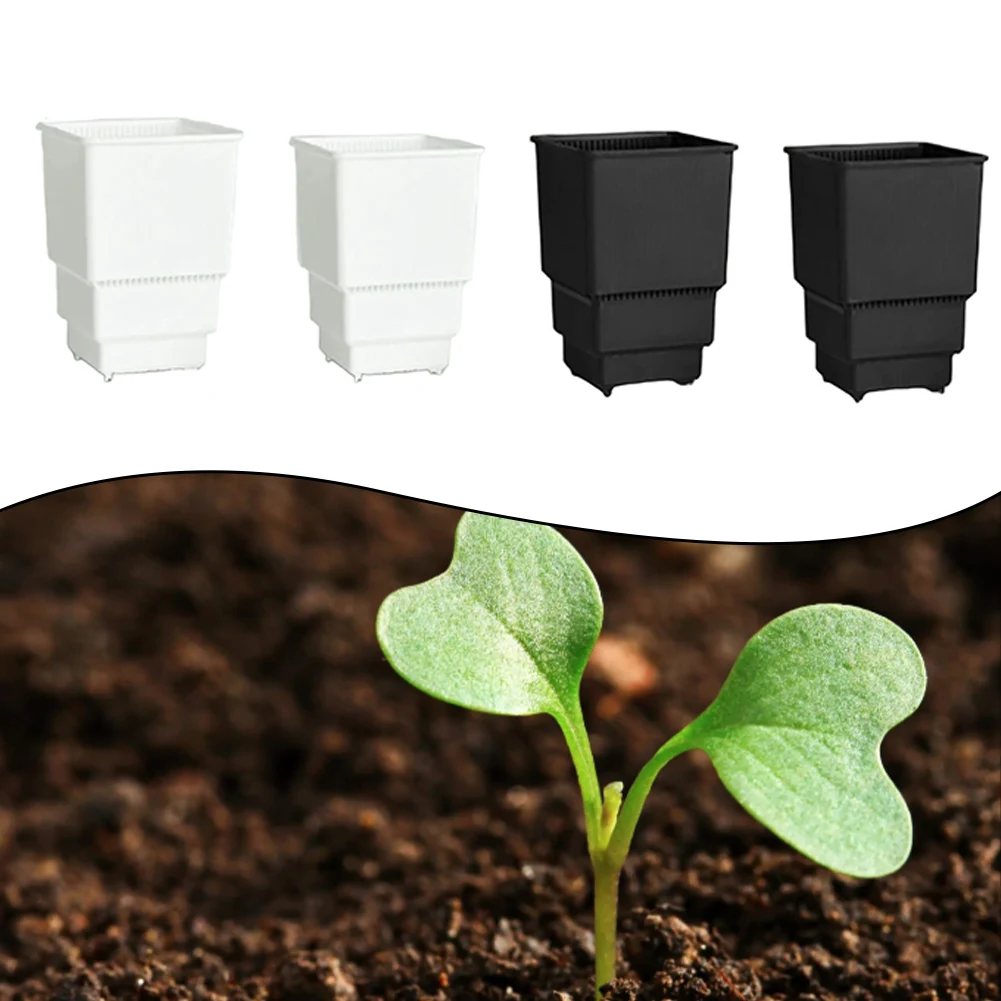 2pcs breathable square root control flowerpots plastic pots 8cm and 10cm inner diameter for healthy plant roots