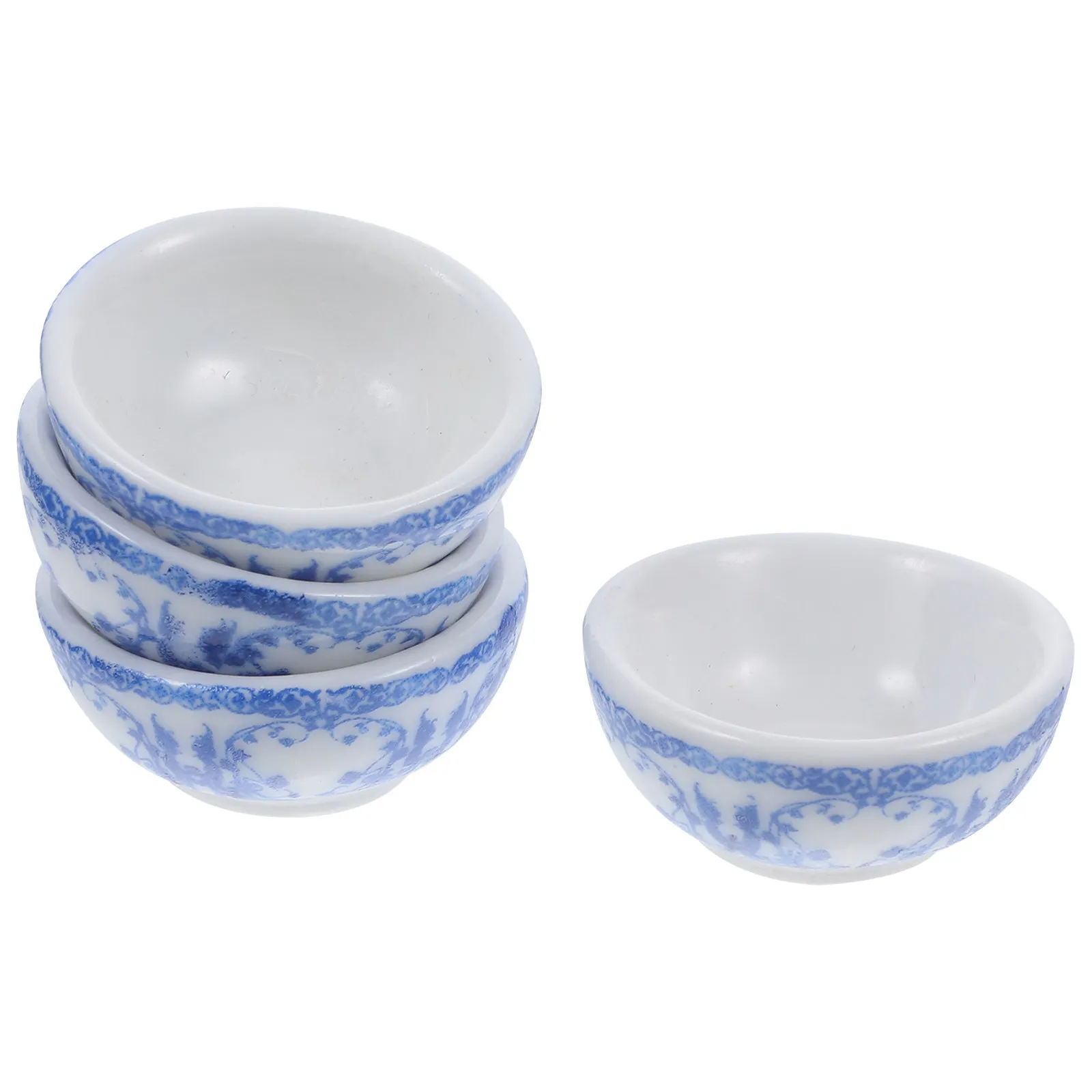 

4Pcs Miniature Ceramic Bowls Realistic Mini House Accessories Mini Tableware Decoration Kitchen Pretend Play Miniature Bowls