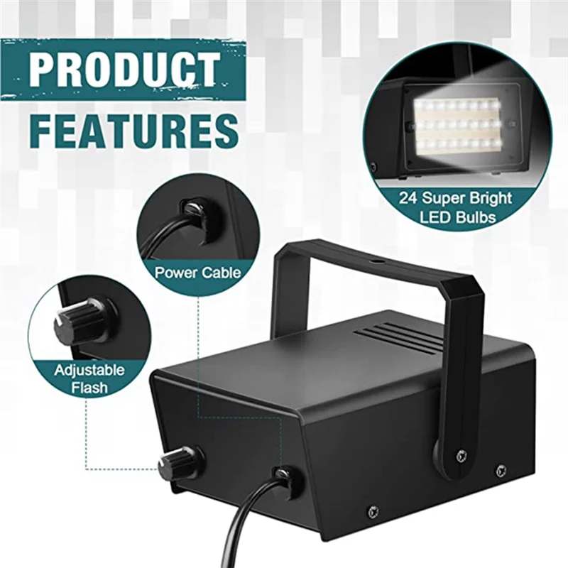 4 Pieces Strobe Party Lights, Bright LED Strobe Lights Mini Party Lights Adjustable Flash Speed Control Party Stage-AB52