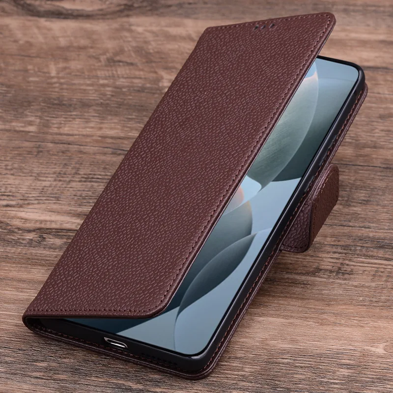 Hot Sale Wobiloo Luxury Genuine Leather Flip Phone Case For Xiaomi Redmi K70 Pro Leather Half Pack Phone Cover Cases Shockproof