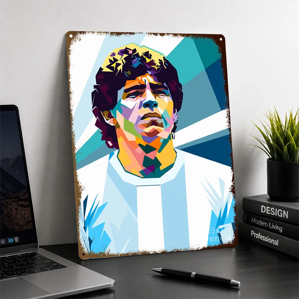Diego Maradona Textured Poster Customized Metal Tin Sign Vivid Matchday Hero Wall Art A Distinctive Gift For Soccer Supporters