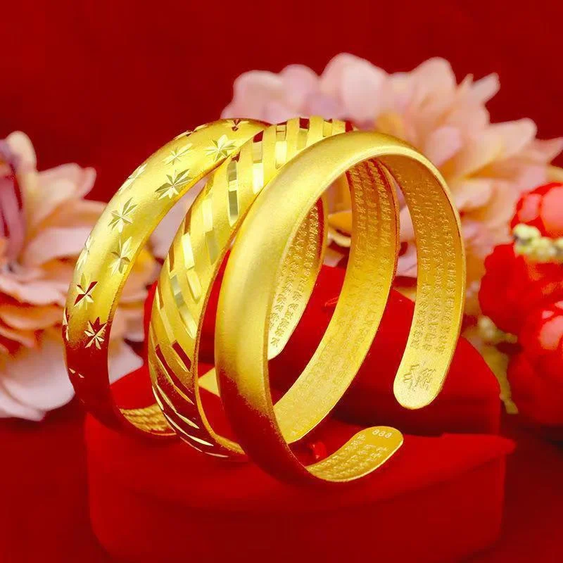 14K Gold-Plated Stainless Steel Open Adjustable Bangle For Women, Punk Fashion Temperament Jewelry Wholesale Gift