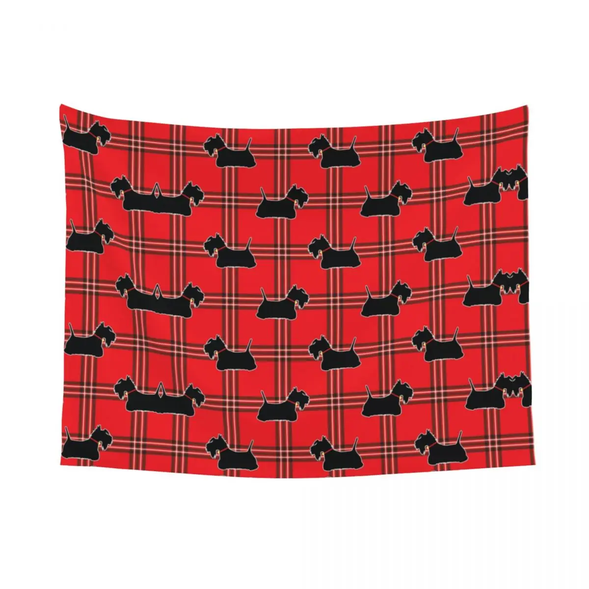 Scottie Dogs Tapestry Wall Hanging for Living Room Custom Hippie Scottish Terrier Dog Tartan Skye Tapestries Room Decor