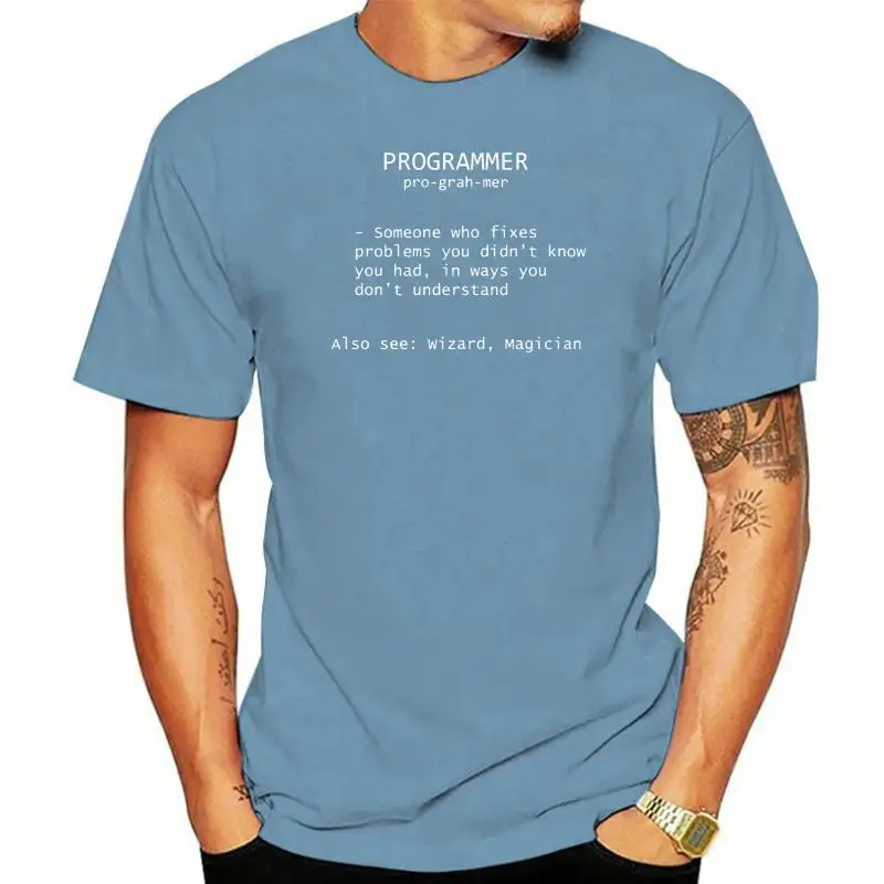 Programmer Definition Wizard Magician T Shirt Witchcraft Project Coder Deisgn Computer Engineer Tshirts Father's Dady Gift Tees