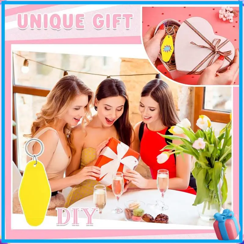 

Discount 120 Pcs Blank Hotel Keychains Bulk Motel Keychains Vintage Hotel Keychain Sublimation Heat Transfer DIY Tags