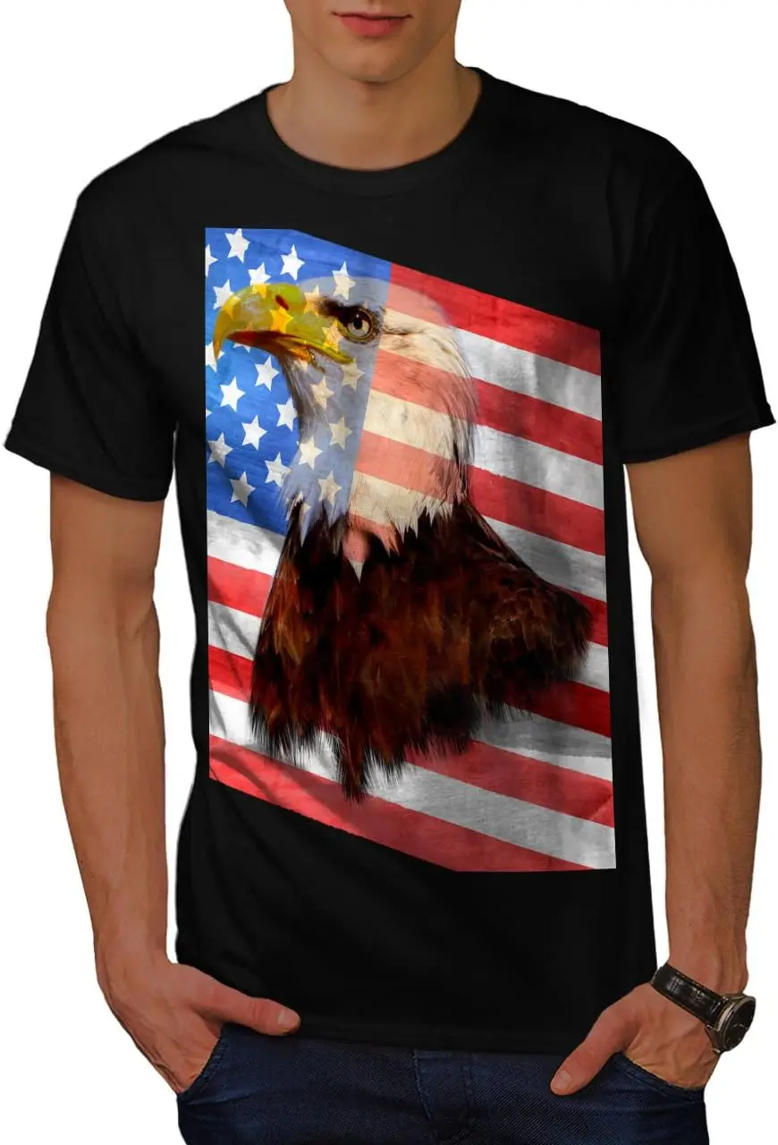 Wellcoda Freedom Flag Eagle USA Mens T-Shirt, USA Graphic Printed Tee