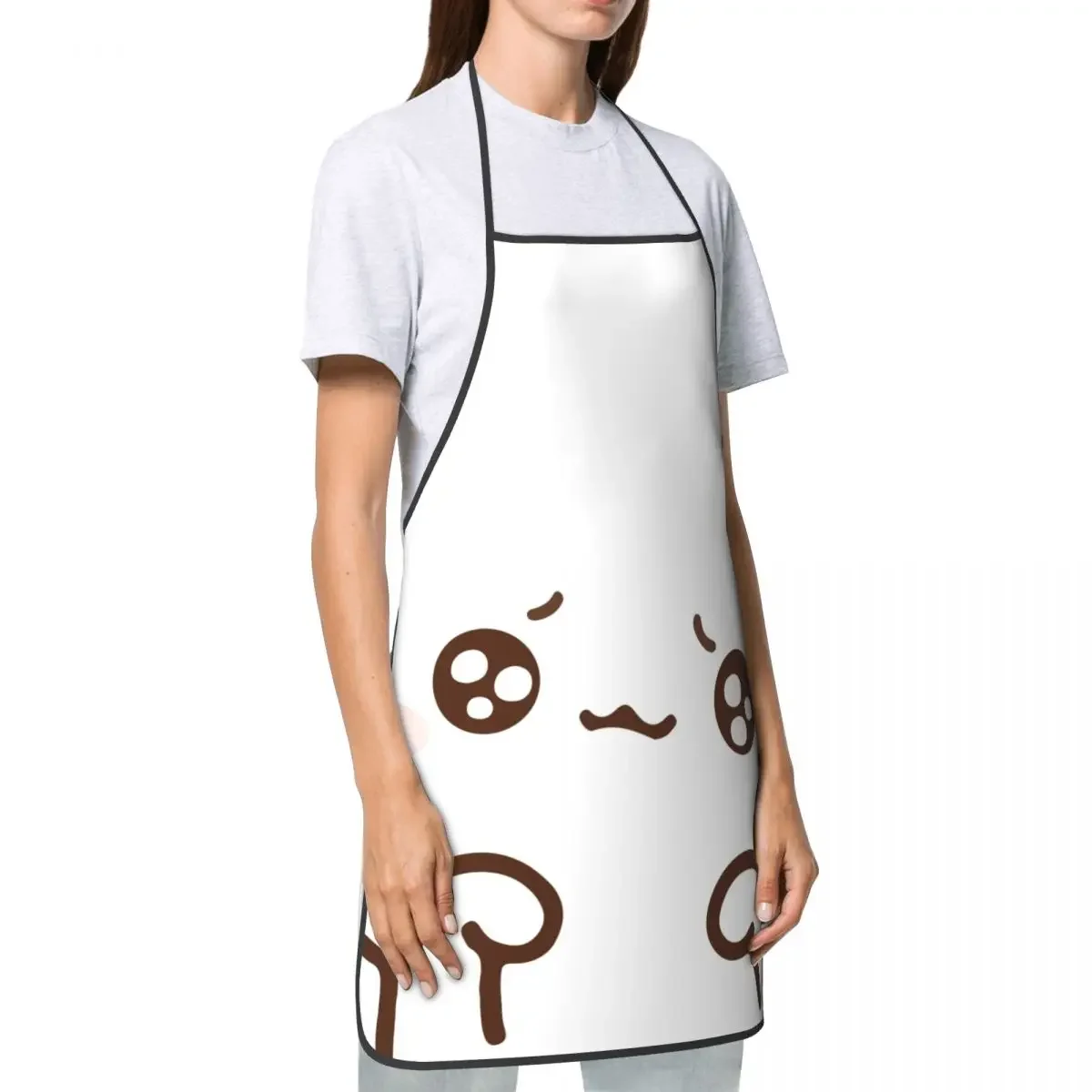 Funny Peach And Goma Mochi Cat Eyes Bib Apron Women Men Unisex Kitchen Chef Tablier Cuisine for Cooking Baking Gardening