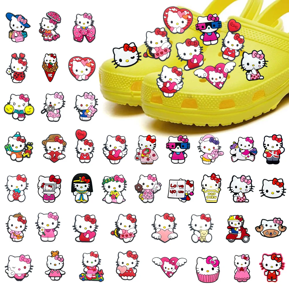 

MINISO Hellokitty 1pcs cute Sanrio shoe Charms cartoon cat clogs Accessories for Sandals pins Decorate girls kids Birthday Gifts