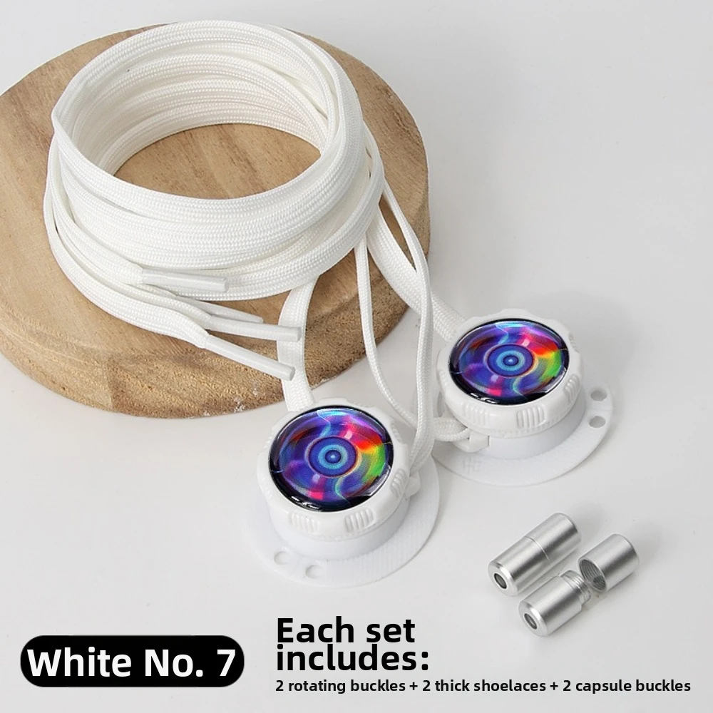 1 Pair Wide Flat Design No-Tie Shoelaces Rotating Buttons No-Tie Quick-Adjust Laces Casual Quick-Adjust Rotating Button Laces