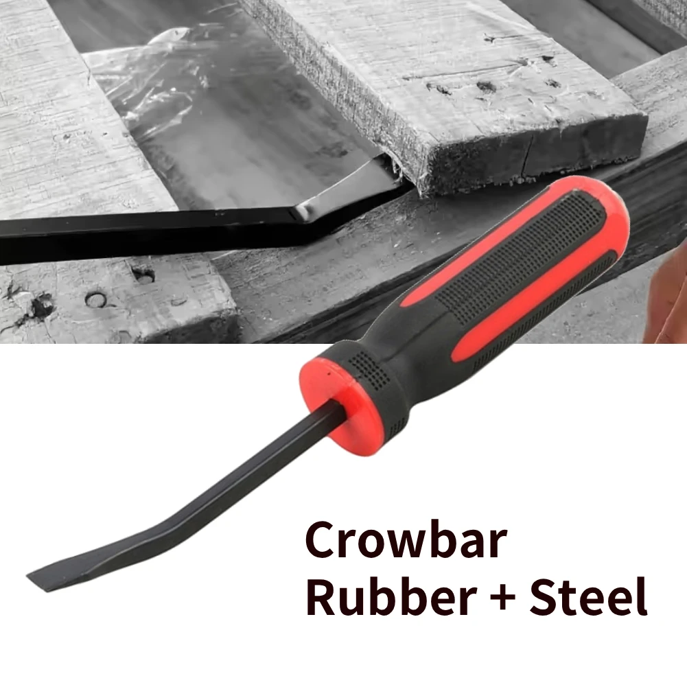 1Pcs Heavy-duty Tire Removal Pry Bar Rubber Handle Steel Pry Bar Non-Slip Grip Curved Head Tire Crowbar Repair Hand Tools