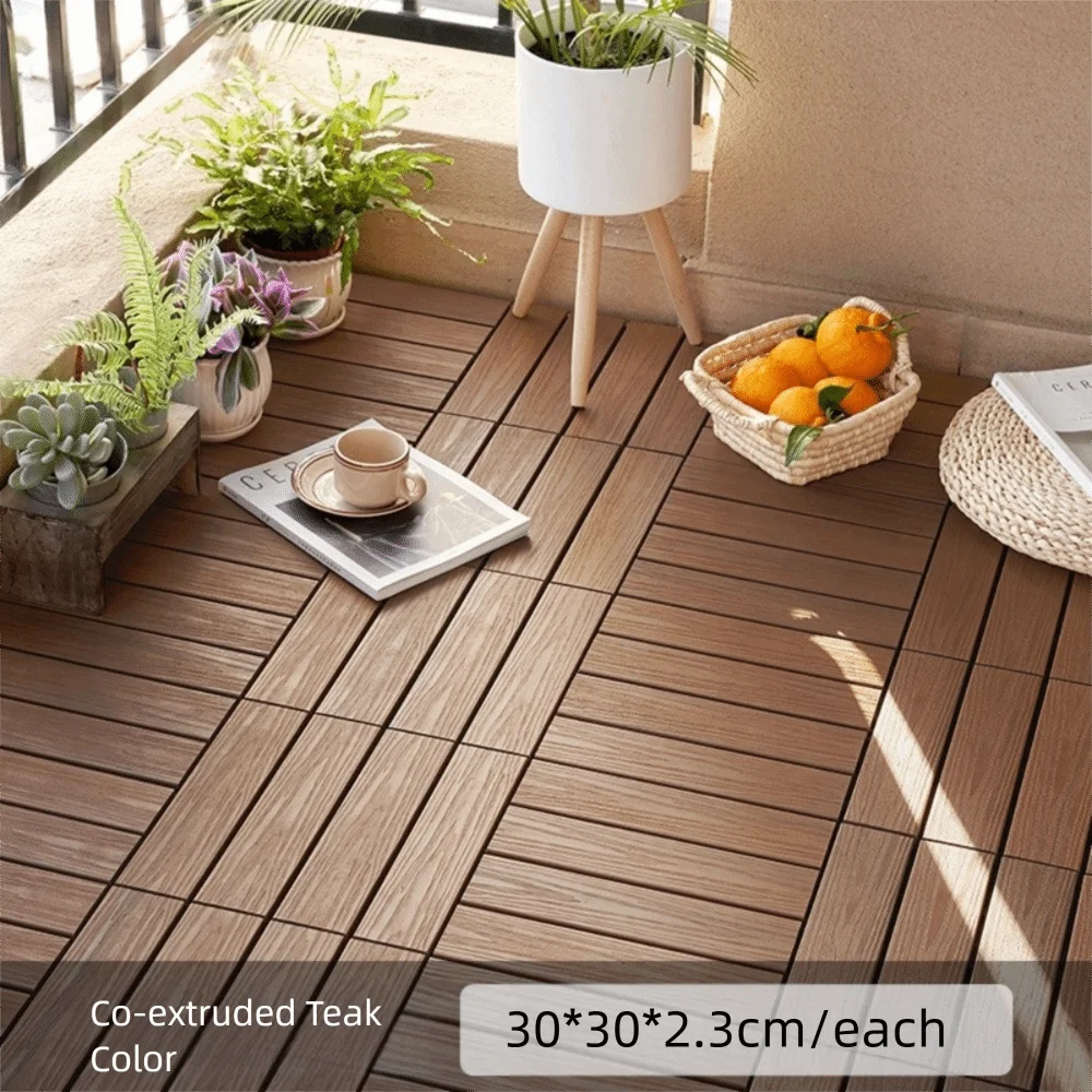 

New Waterproof Outdoor Floor Interlock Self-Paving Patio Deck Tiles Hardwood DIY Installation Terrace Brick Garden