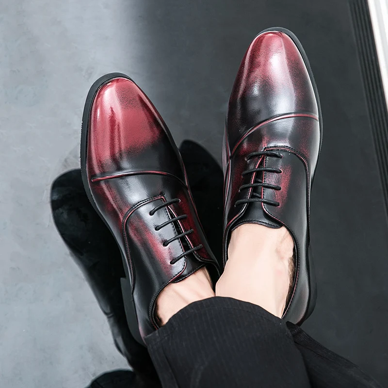 

Large Size Patent Leather Men Shoes with A Unique Color Scheme A Niche Crossover A Classic Business and Office Trendy Shoe