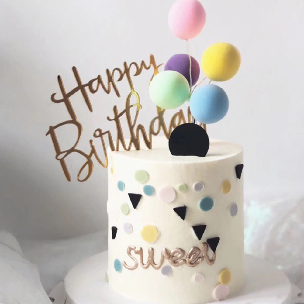 8Pcs Ball Bündel Bunte Ton Kuchen Topper Hut Kreative Cupcake Karte Flagge Geburtstag Party Baby Dusche Dessert Dekoration – Detail 5