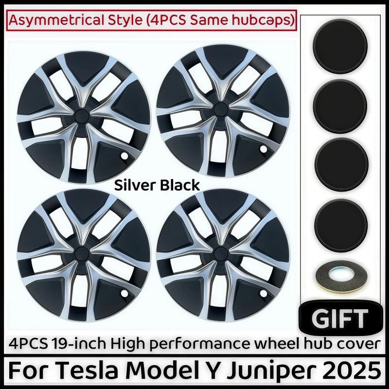 Voor Tesla Model Y Juniper 2025 + 4 Stuks Naafdop Auto Vervanging Wieldop 19 Inch Prestaties Auto Wieldop cover Accessoires