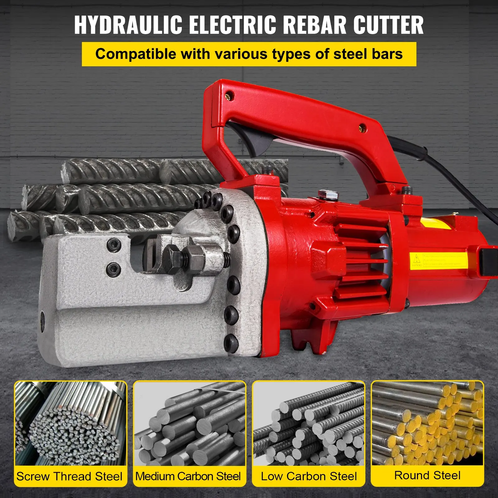 Electric Hydraulic Rebar Cutter, 1250W Portable Electric Rebar Cut 3/4\