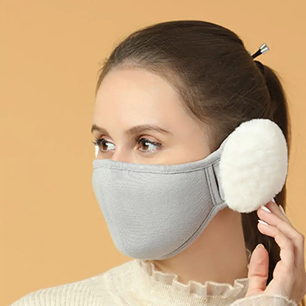 Outdoor Thermal Dust-proof Ear Warmer Fleece Riding 2in1 Earmuffs Mask Earflap Wrap Winter Cloth Accessories Men Women Mask