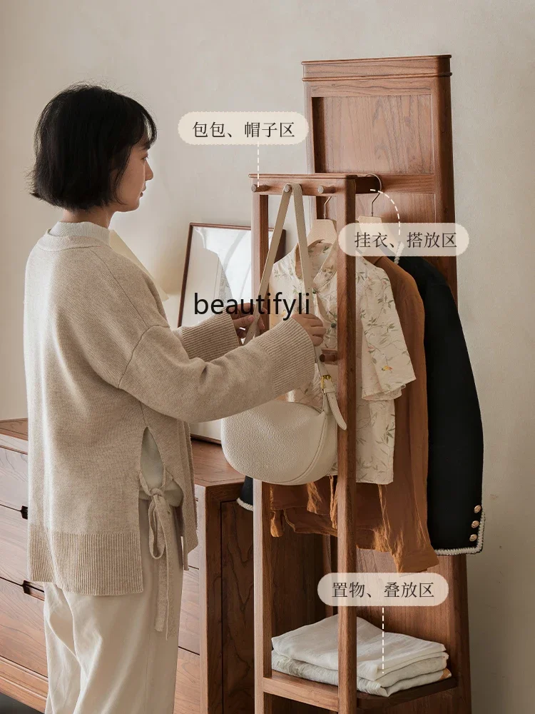 Solid Wood Dressing New Chinese Household Floor Mirror Full-Length Mirror Bedroom Coat Rack Mirror  decoration