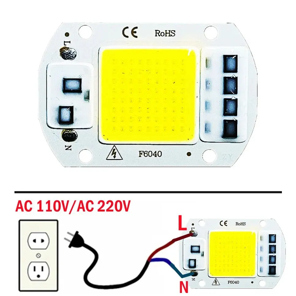 F6040 20W/30W/50W AC 220V COB Module LED Chip Diodes Lamp Bulb for Outdoor Focus Spotlight Garden Integrated Light Beads