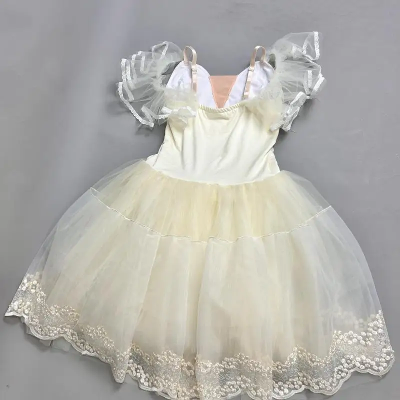 Romantische Tutu Ballett Kleid Für Mädchen Beige Ballett Frau Trikots Party Kleider Bühne Kleidung Modern Dance Kostüm Ballett Tragen