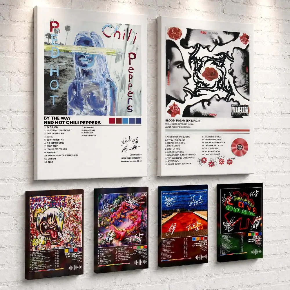 Rock Band R-Red Hot Chili P-Peppers Framed Wall Painting Ready to Hang Canvas Poster for Bedroom Living Room Hallway Home Decor