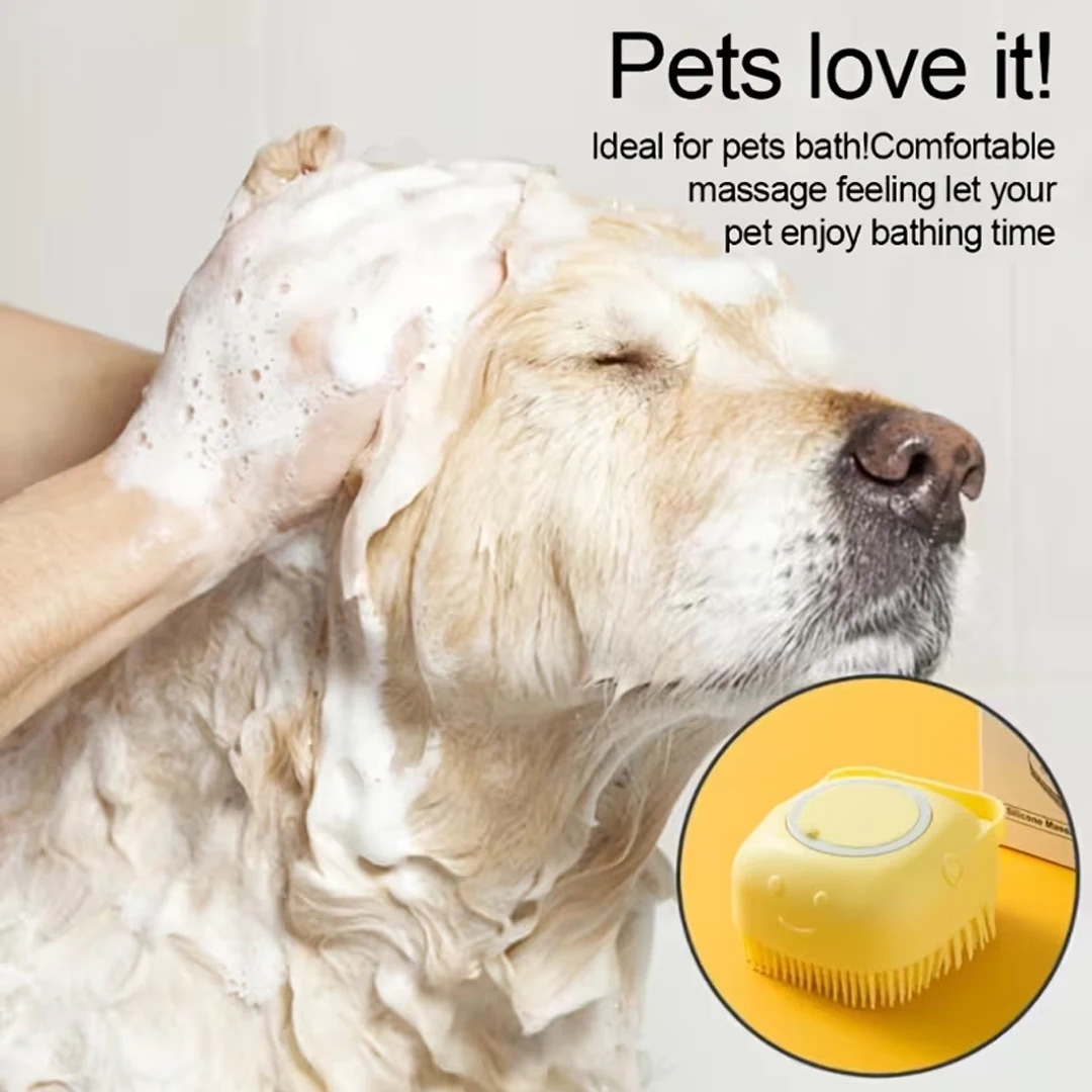 Bath Massage Brush Multifunctional Soft Silicone Pet Bath Brush for Puppy Dog Cat Grooming Cleaning Accessories