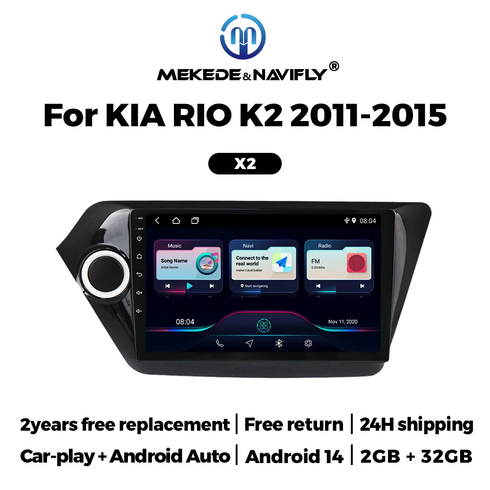 MEKEDE&NAVIFLY 9inch Car Radio for Kia RIO 3 4 2011 - 2020 Android 14 Carplay Central Multimedia Intelligent Systems FM Players view 2