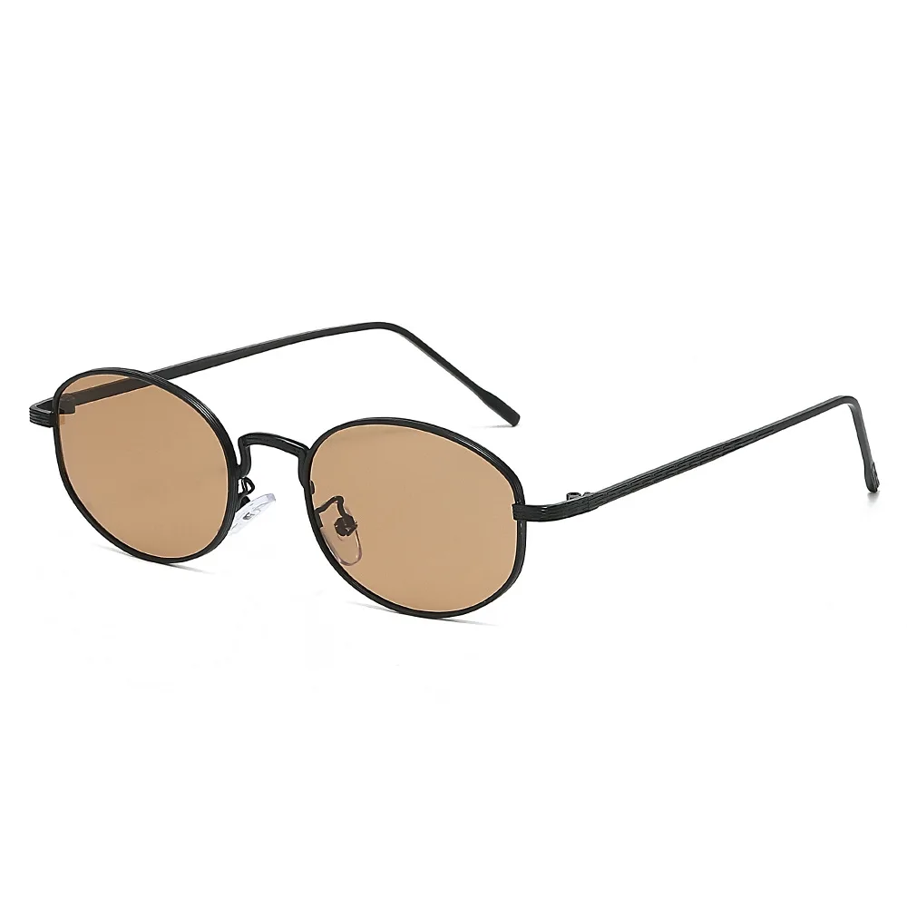 SEAMERGO Fashionable Sunglasses Simple and Delicate Borders and Colorful Lenses Retro Oval Style Sun Glasses UV400 Resistant