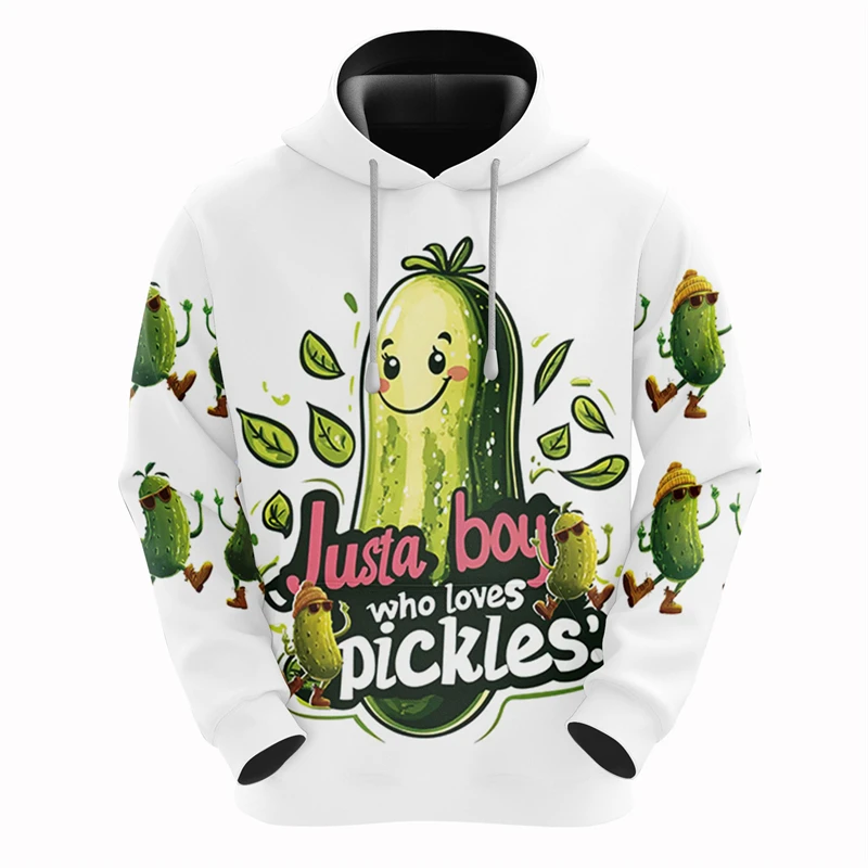 Harajuku Fashion Pickles Graphic Sweatshirts Cartoon Pickle Unisex Hoodie Funny Vegetable Cucumber 3D Printed Man Hoodies Tops
