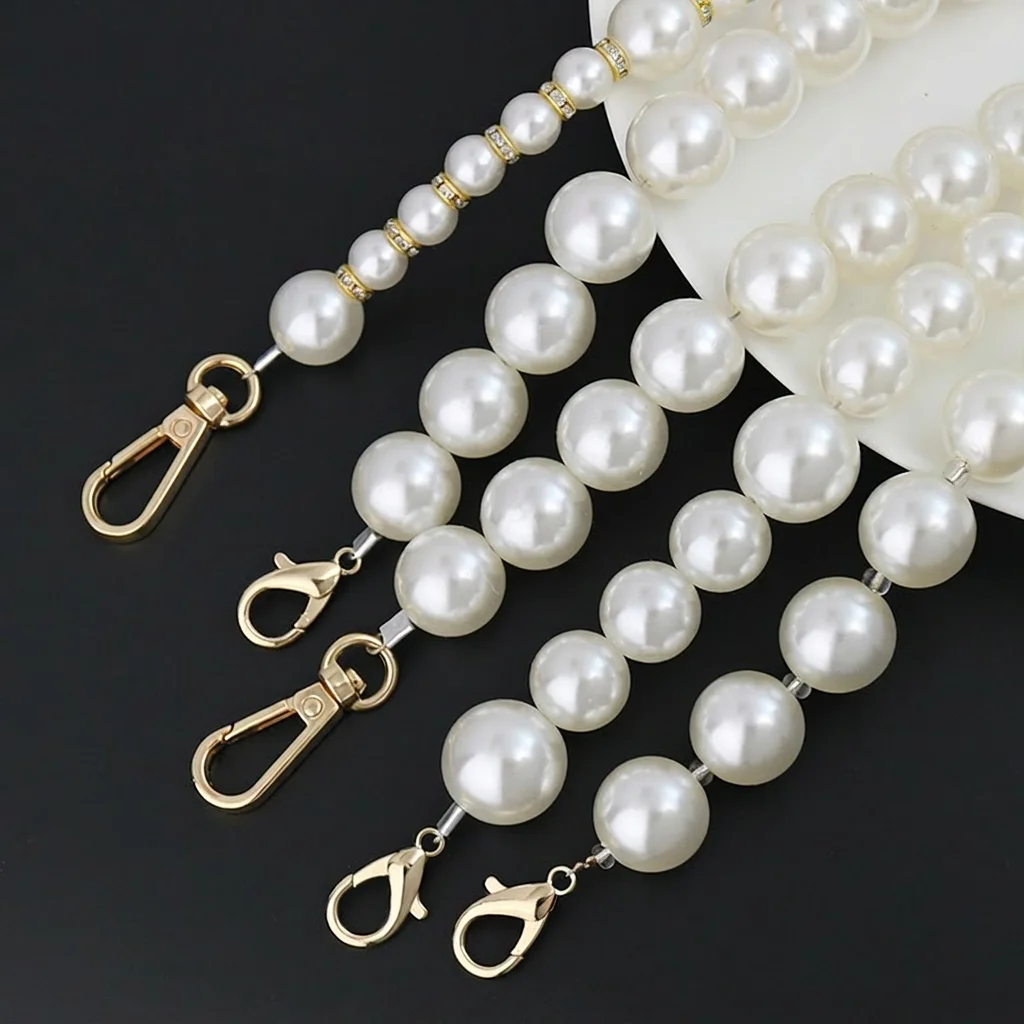 Pearl Bag Chain  Rhinestone Embellished Strap Replacement Shoulder Strap Burr-Free Diy Bag Accessories For Handbag