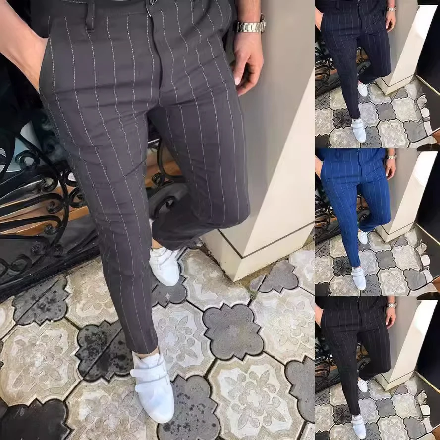 Men's Business Dotted Stripe Digital Printing Casual Pants Trousers