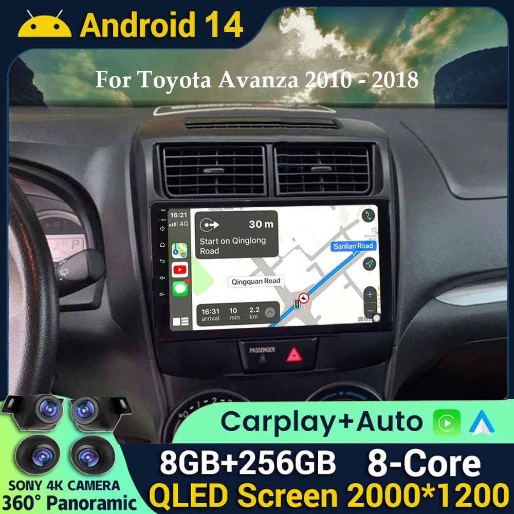 

Car Android 14 For Toyota Avanza 2010 - 2018 Carplay+Auto Radio Multimedia Player GPS Navigation No 2din DVD 5G-WIFI BT Stereo