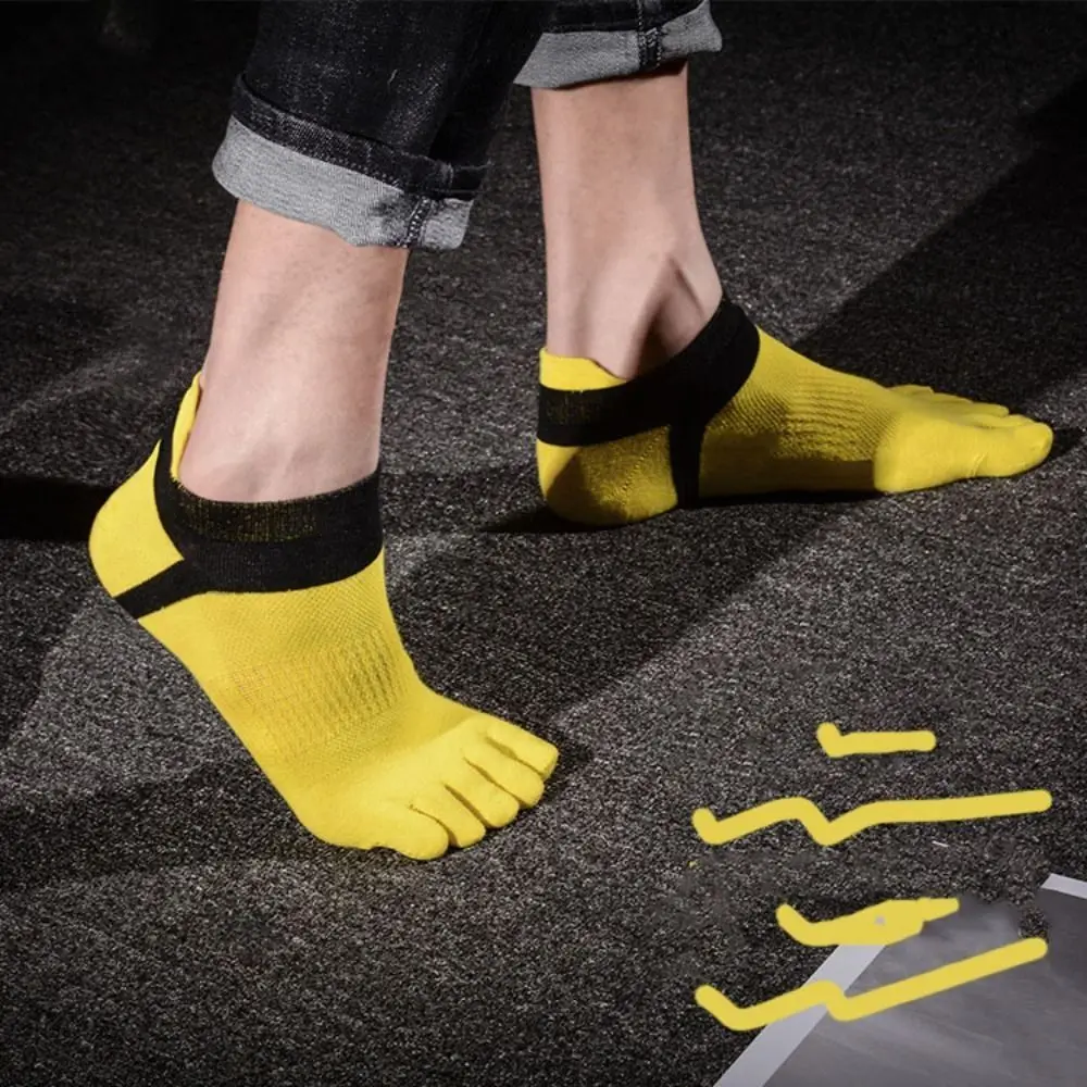 Breathable Cotton Men's Five Toe Socks Invisible Anti Friction Five Finger Sports Socks Short Patchwork Running Hosiery Fitness
