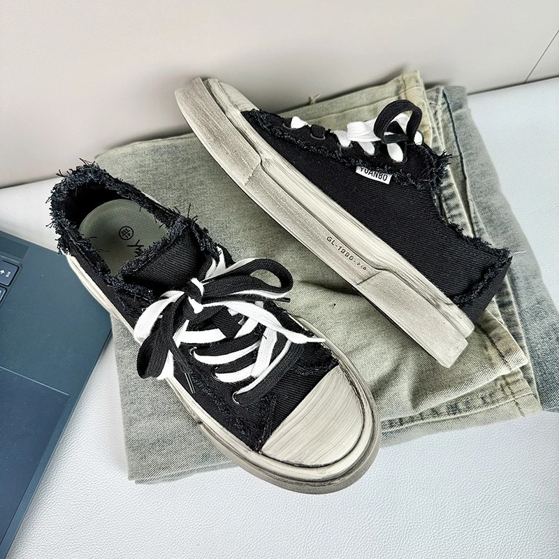 

Retro Fashion Black Men's Canvas Shoes Breathable Summer Sneakers Men Espadrilles Street Casual Sneakers Man zapatillas hombre