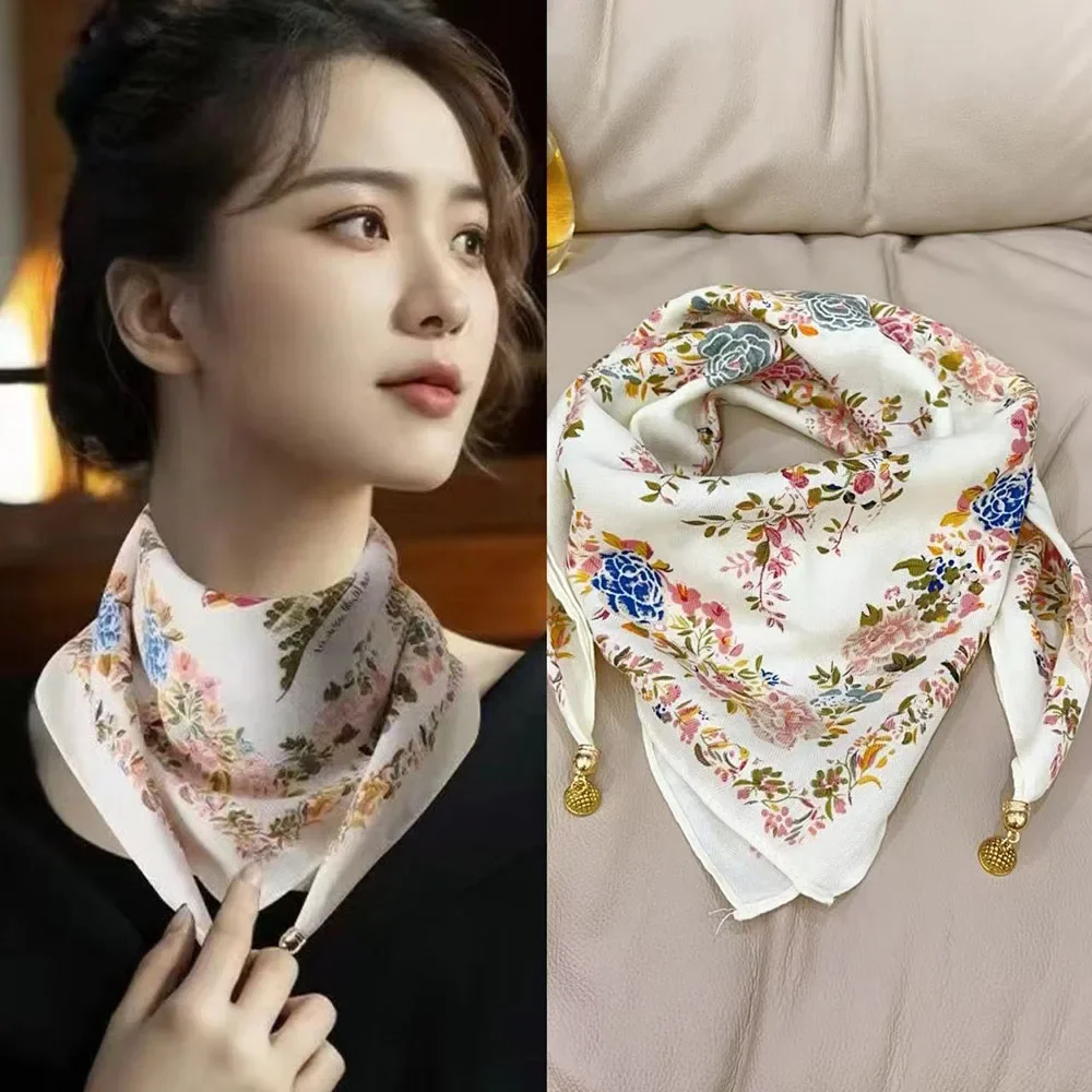 Magnetic Triangle Neck Protection Scarf for Women in Autumn and Winter 2024 New Cotton and Linen Scarf High-end Neck Scarf